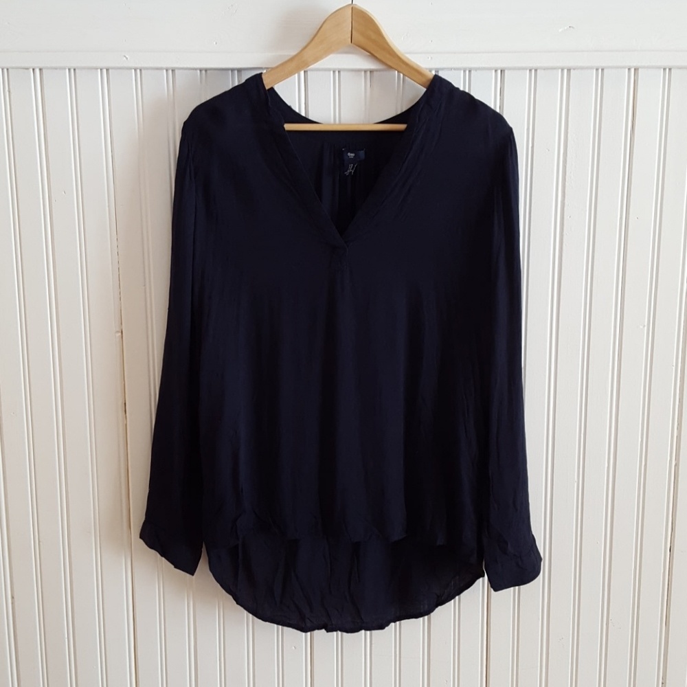 Top Chevron Pattern Navy Blue Medium Blouse Gap